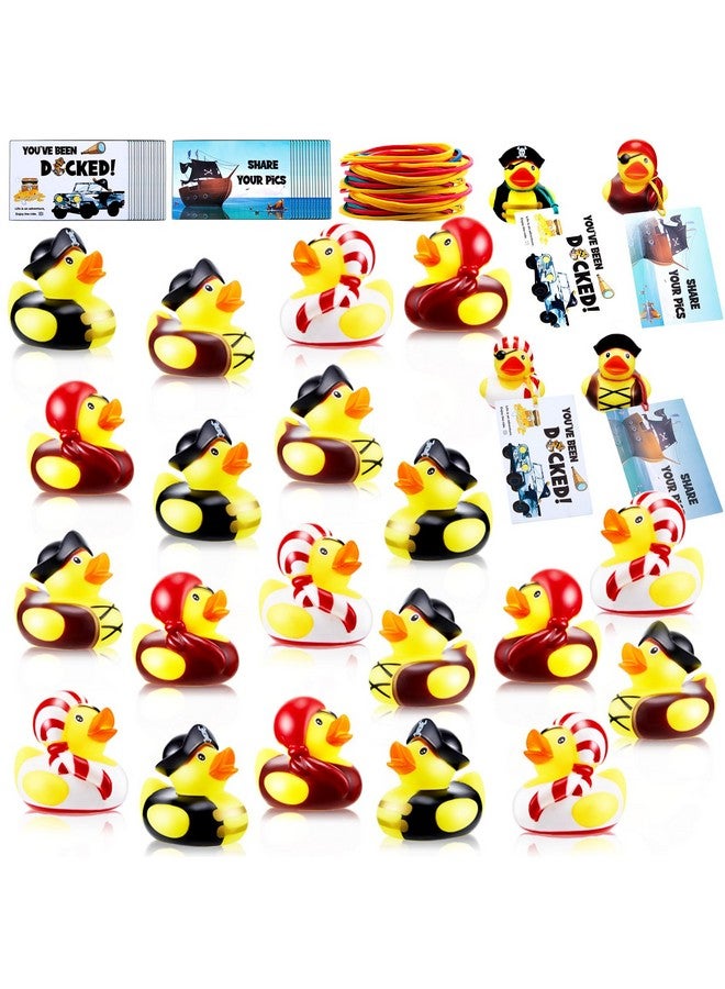 Poen 24 Pcs Mini Pirate Rubber Ducks 2 Inch Cruise Yellow Duck with 24 Pcs Tags Bathtub Pool Toys Pirate Party Favors for Carnival Supplies Baby Shower Birthday Christmas Party Favor Gifts - Image 1
