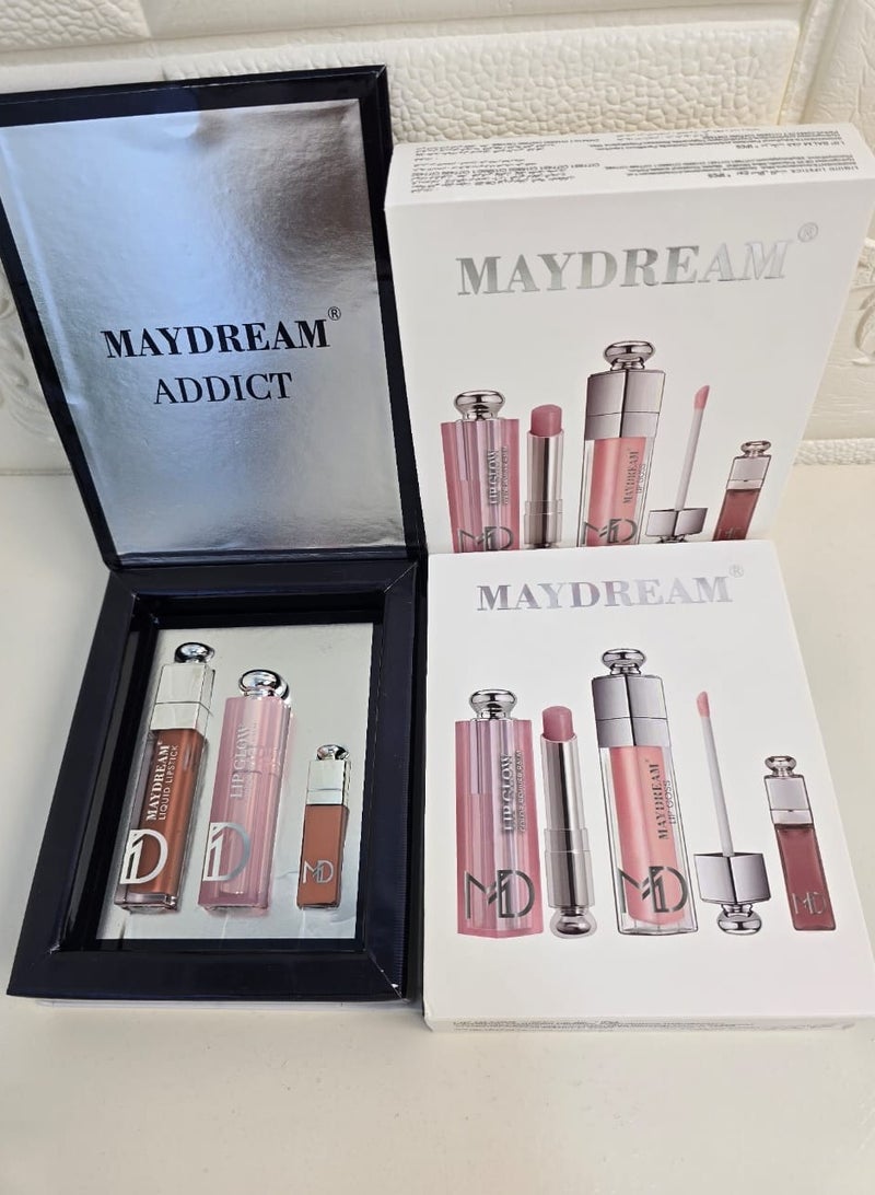 مي دريم مجموعة الجمال من مي دريم روج سائل ثابت وجلوس شفايف ومرطب شفاه - Image 1