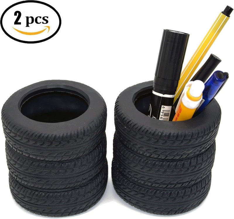 MONMOB Tire Shaped Planter Pencil Holder Pen Holder for Desk Home Office Accessories Organizer Tire Succulent Cactus Planter Pot (Pack of 2) - Image 2
