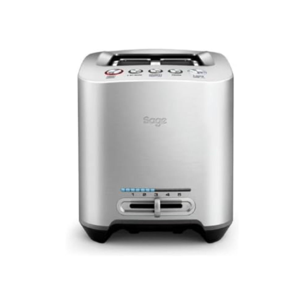 The Smart Toast 2-Slice Toaster Brushed Aluminium For Home Kitchen Use Compact Design Even Browning Technology Removable Crumb Tray 30-Minute Auto Shut-Off