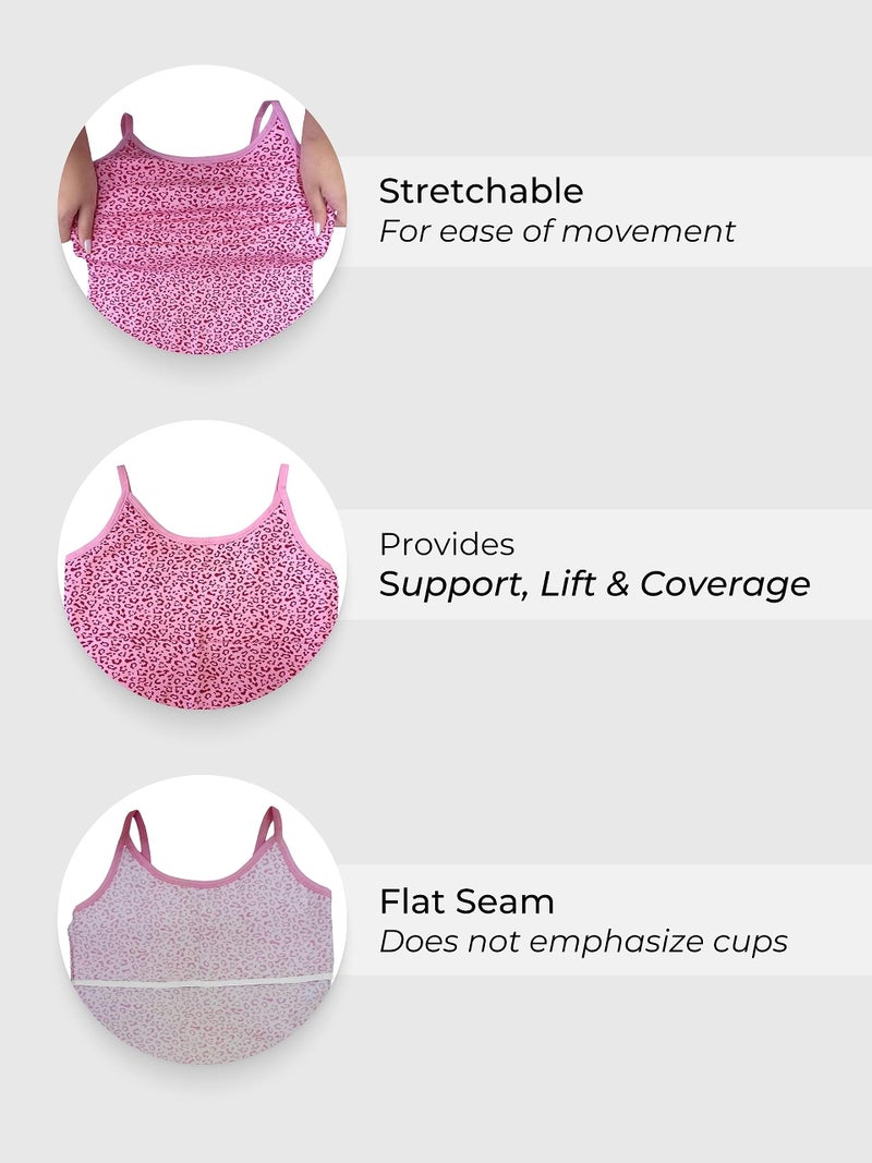 DChica Padded Camisole Bra for Women, Sleeveless Undershirts Cami Vest with Adjustable Straps Cotton Camisole Tank Top/Innerwear for Women (Pack of 3) - Image 3