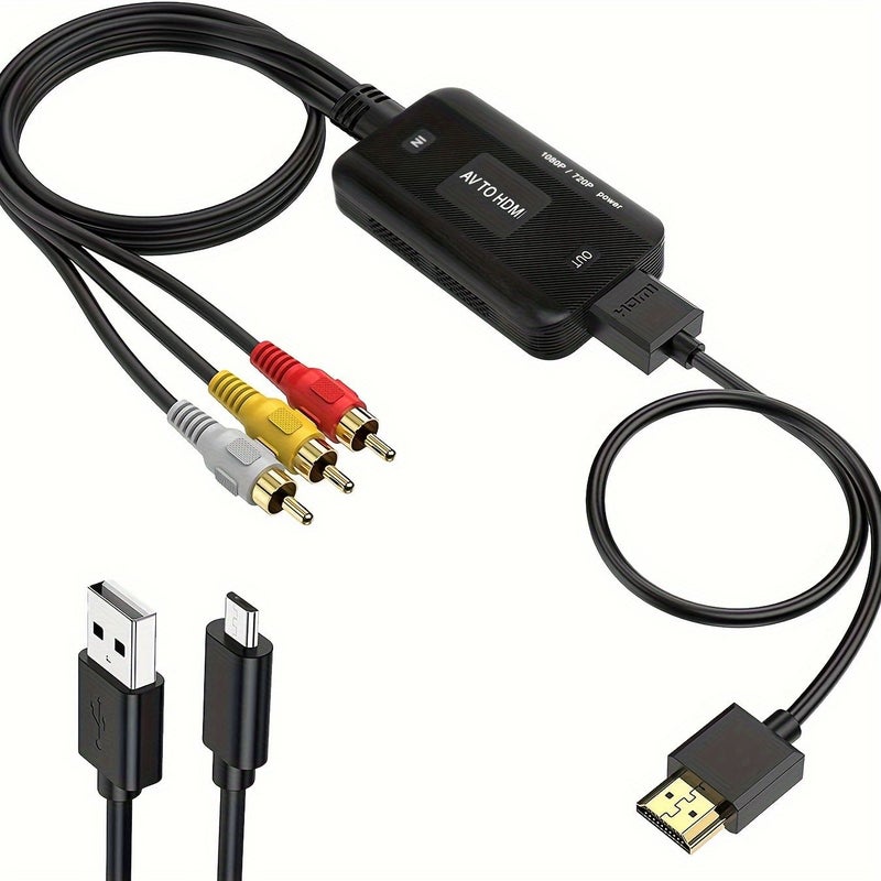 محول RCA أسود إلى HD AV لـ PS1 PS2 PS3 Xbox VCR VHS مشغلات DVD الأسود راي - Image 1
