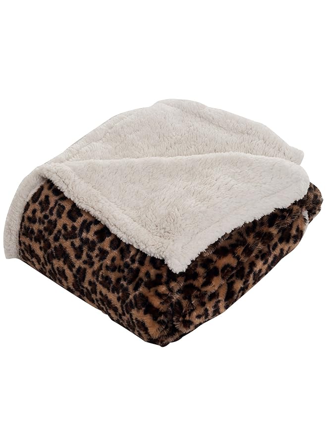 لافيش هوم بطانية ناعمة قابلة للغسل في الغسالة مقاس 50 × 60 بوصة، بطانيات ناعمة قابلة للعكس للأريكة أو الكرسي أو السرير، بنقشة الفهد - Image 1