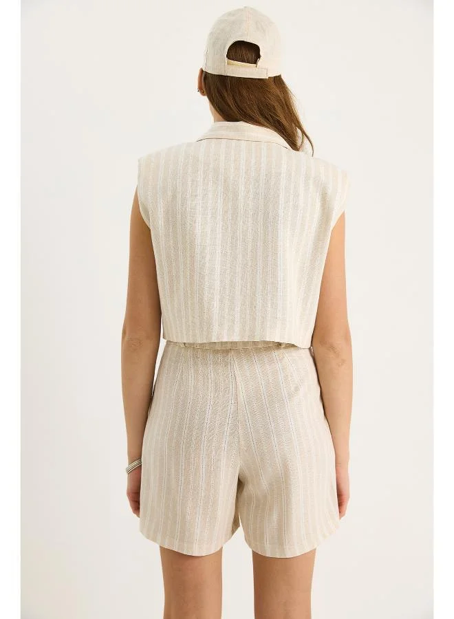 Ginger Button Up Relaxed Fit Vest & Short Coord Set