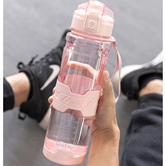 Tycom 1L Leak-Proof Water Bottle, BPA-Free Tritan Gym Bottle with Protein Shaker, Flip Top Lid & Removable Strainer