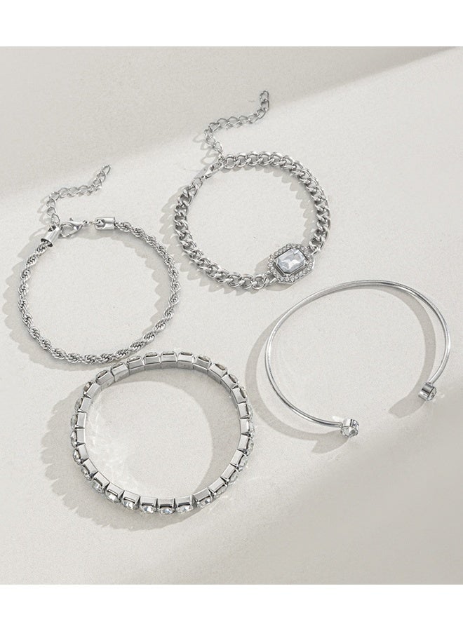 Set of 4 Distinctive Pieces, Bright Bracelets Made of Zinc Alloy and Cubic Zirconia, a New Decoration, Suitable for Daily Use and Special Occasions. - Image 5