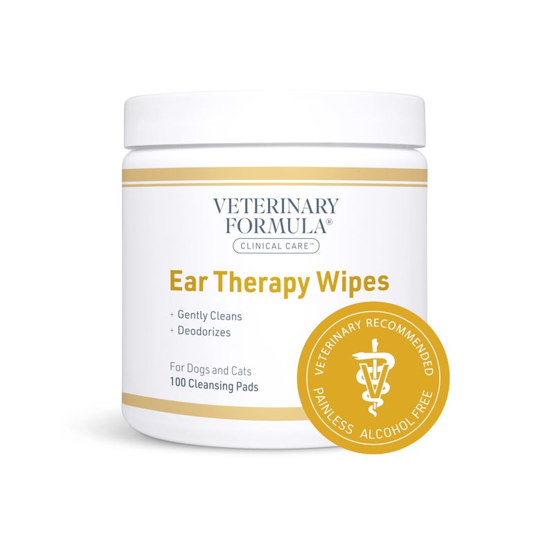 Veterinary Formula Clinical Care Ear Therapy Wipes, 100ct â€“ Cat and Dog Ear Cleaner â€“ Help Relieve Itchy Ears Quickly & Effectively Remove Dirt, Debris, and Foul Odor - Image 1