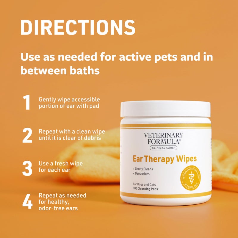 Veterinary Formula Clinical Care Ear Therapy Wipes, 100ct â€“ Cat and Dog Ear Cleaner â€“ Help Relieve Itchy Ears Quickly & Effectively Remove Dirt, Debris, and Foul Odor - Image 5