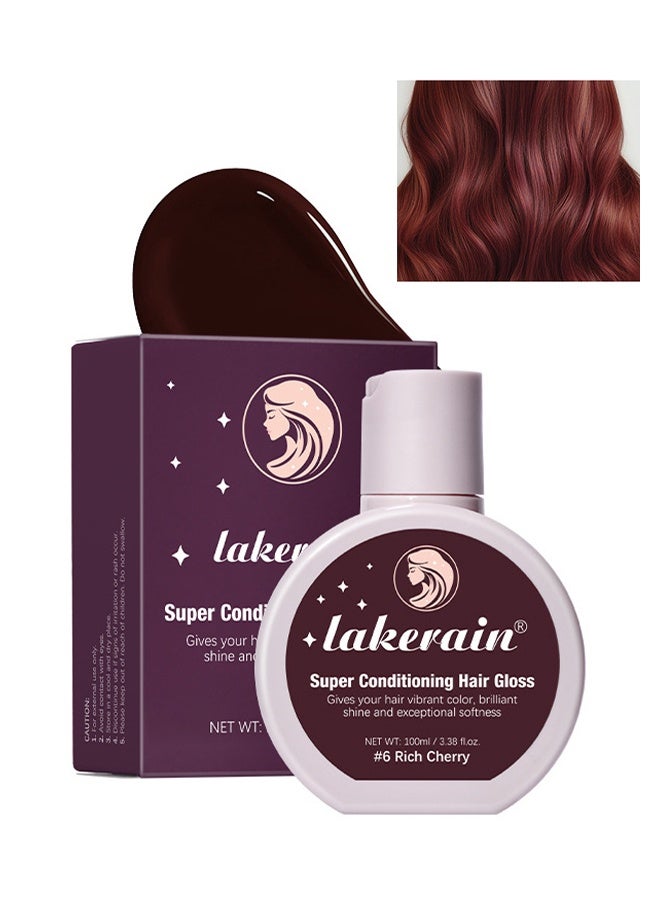 lakerain Super Conditioning Hair Gloss, Gives Hair Vibrant Color Shine Softness and Hydration Permanent Coloring Moisturize Smooth Hairs Easy Use Hair Color Hair Dye Grape #6 Rich cherry - Image 1