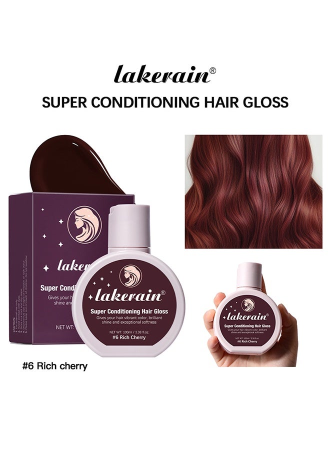 lakerain Super Conditioning Hair Gloss, Gives Hair Vibrant Color Shine Softness and Hydration Permanent Coloring Moisturize Smooth Hairs Easy Use Hair Color Hair Dye Grape #6 Rich cherry - Image 2