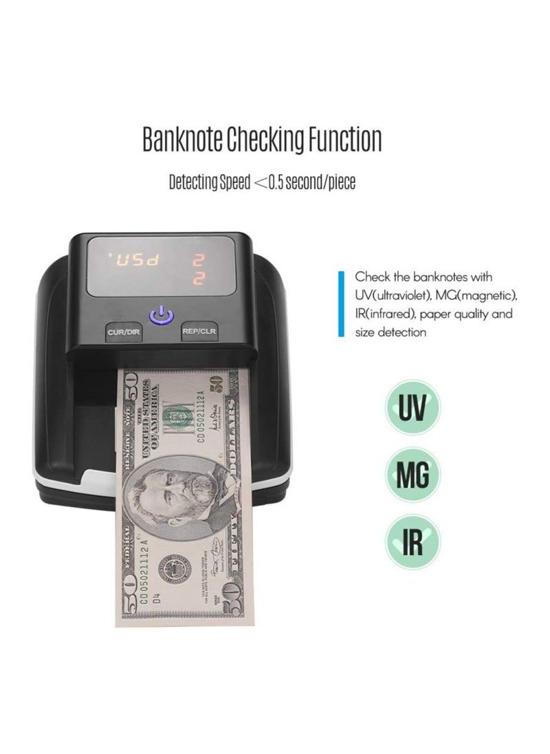 Counterfeit Bill Detector Portable Small Banknote Bill Detector Denomination Value Counter UV MG IR Detection Fake Money Currency Cash Checker Tester Machine for USD EURO DHS