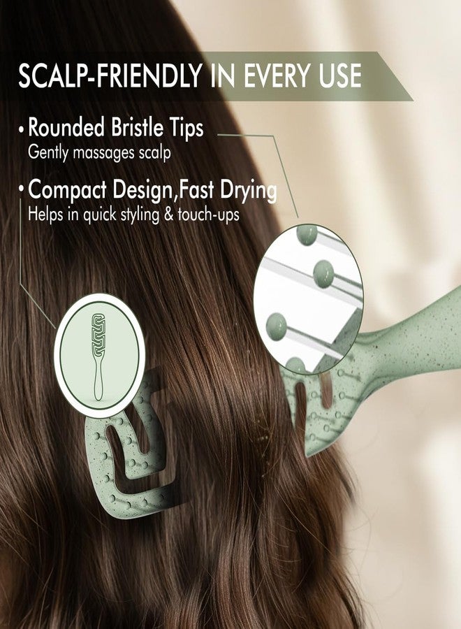 IKONIC Me Small Vent Hair Brush IKM-2121 Eco-Conscious, Wheat Straw Build, Ionic Bristles, Anti-Frizz Detangling, Fast-Drying Airflow, Rounded Tips for Scalp Massage, for Wet & Dry Hair - Jade Green - Image 5