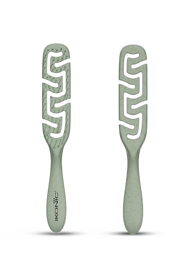 IKONIC Me Small Vent Hair Brush IKM-2121 Eco-Conscious, Wheat Straw Build, Ionic Bristles, Anti-Frizz Detangling, Fast-Drying Airflow, Rounded Tips for Scalp Massage, for Wet & Dry Hair - Jade Green - Image 2