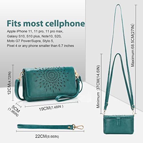 APHISON Multi-Function Small Crossbody Bags For Women,Cell Phone Shoulder Bag,Clutch Purse,RFID Wristlet Wallet,Card Holder Peacock-Blue - Image 4