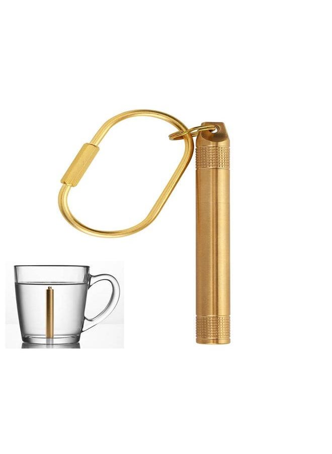 Thoraya - Brass Pill Bottle Holder Compartment Cigarette Toothpick Container Medicine Case with Keyring - Image 1