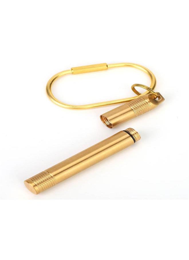 Thoraya - Brass Pill Bottle Holder Compartment Cigarette Toothpick Container Medicine Case with Keyring - Image 1