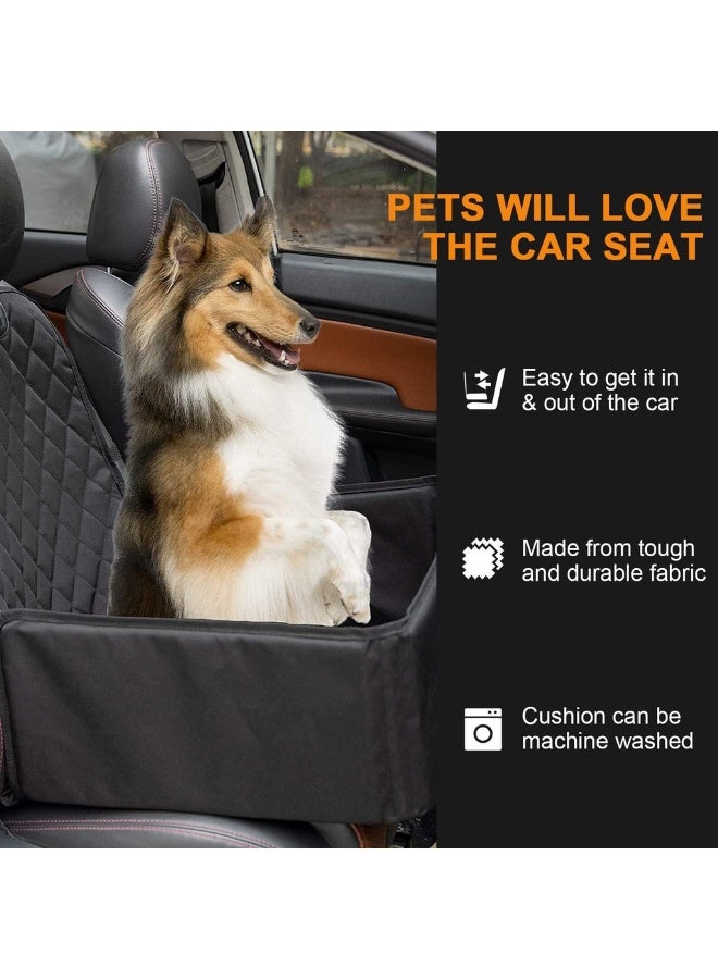 غطاء مقعد السيارة للكلاب غطاء مقعد الحيوانات الأليفة حاملة السيارة واقي معزز مقاوم للماء قابل للغسل غير قابل للانزلاق غطاء مقعد السيارة الأمامي والخلفي مع حزام أمان للشاحنات وسيارات الدفع الرباعي للسفر (أسود) - Image 3
