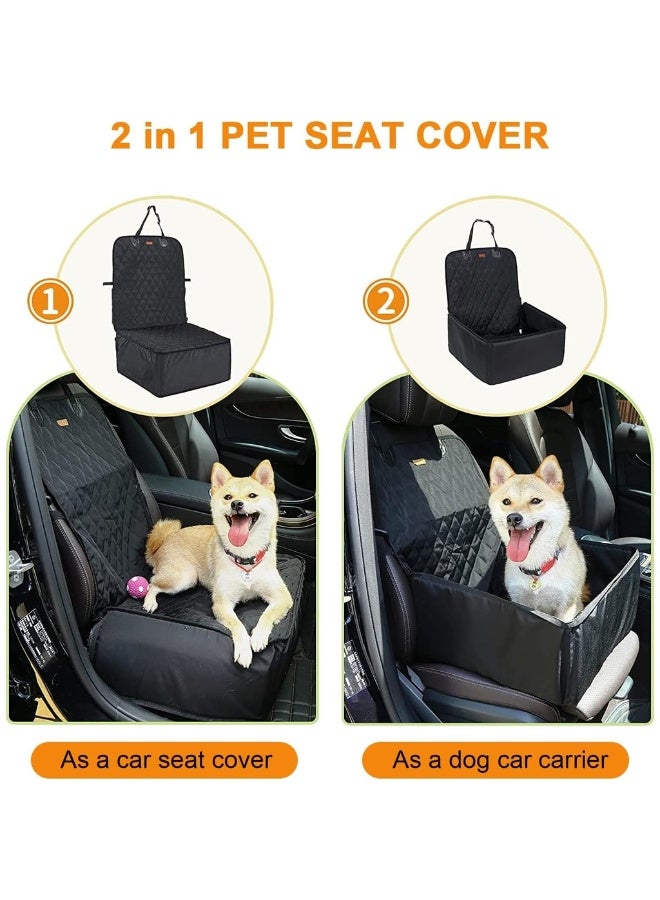 غطاء مقعد السيارة للكلاب غطاء مقعد الحيوانات الأليفة حاملة السيارة واقي معزز مقاوم للماء قابل للغسل غير قابل للانزلاق غطاء مقعد السيارة الأمامي والخلفي مع حزام أمان للشاحنات وسيارات الدفع الرباعي للسفر (أسود) - Image 2