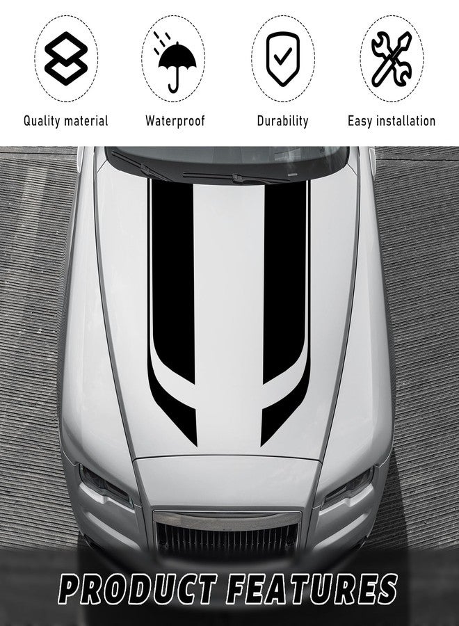 KVAEY Car Hood Decal Sticker, Racing Stripe Graphic Stickers for Auto Body Skirt Roof Hood Bumper, Automotive Exterior Decoration Vinyl Decal for Car SUV Truck, Car Accessories (Black) - Image 3