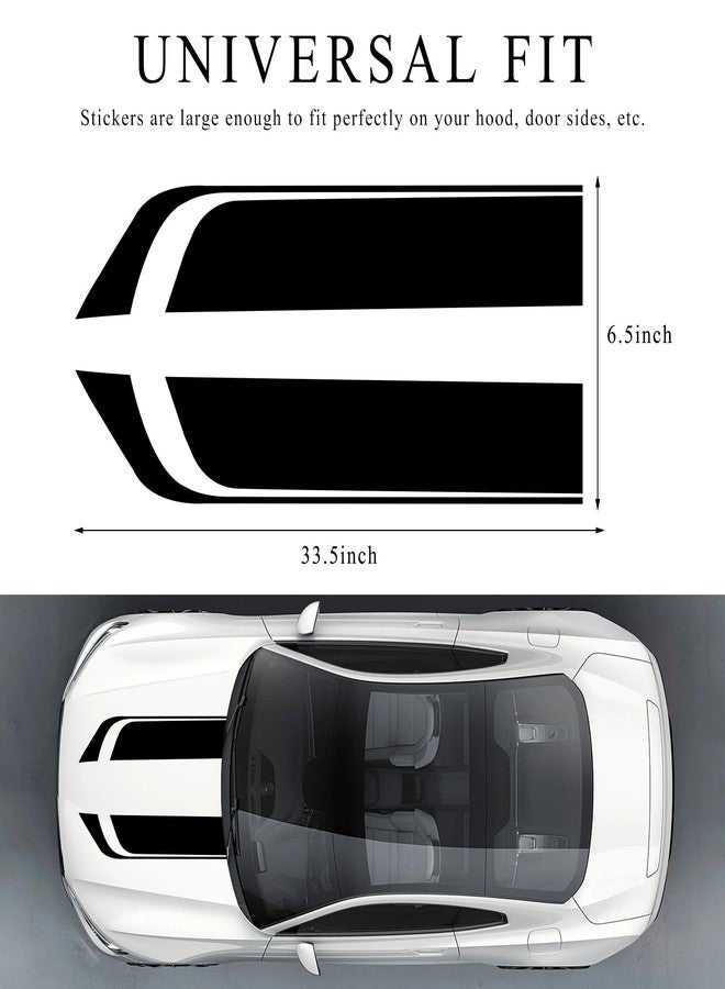 KVAEY Car Hood Decal Sticker, Racing Stripe Graphic Stickers for Auto Body Skirt Roof Hood Bumper, Automotive Exterior Decoration Vinyl Decal for Car SUV Truck, Car Accessories (Black) - Image 2