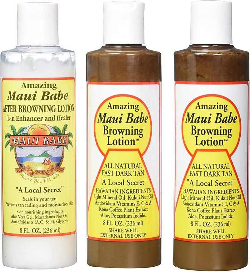 Maui Babe Tanning Pack - 2 Browning Lotions (8 oz each) & 1 After Browning Lotion (8 oz) - Image 1