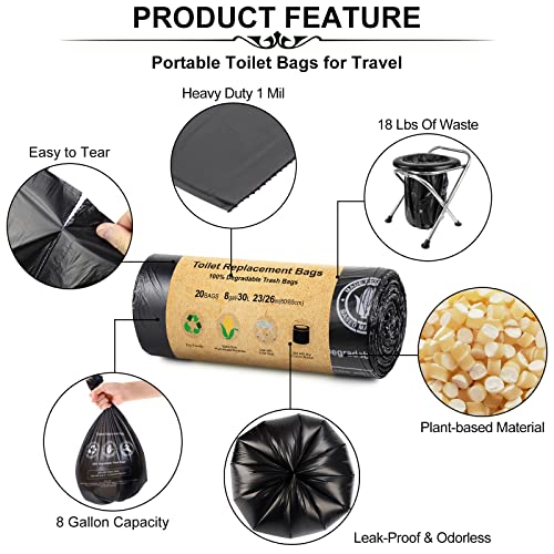 BLIKA 40 Count Toilet Replacement Bags, 8 Gallon, 30 Liter, Heavy Duty 1 Mil, Compost Bags 8 Gallon, Camping Toilet Bags for Portable Toilet, Car Travel, Camping, Long Trips - Image 3