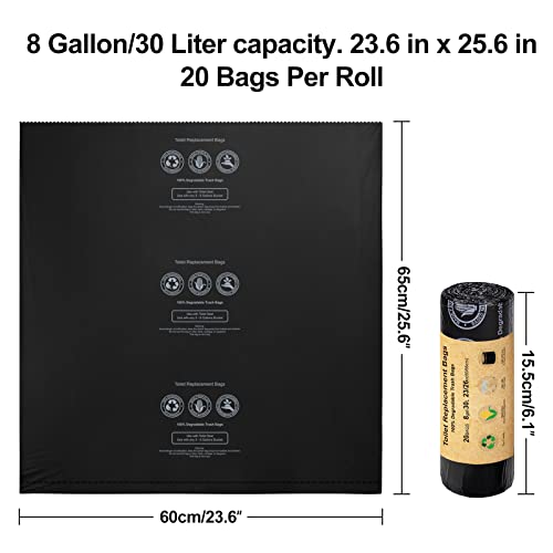 BLIKA 40 Count Toilet Replacement Bags, 8 Gallon, 30 Liter, Heavy Duty 1 Mil, Compost Bags 8 Gallon, Camping Toilet Bags for Portable Toilet, Car Travel, Camping, Long Trips - Image 2