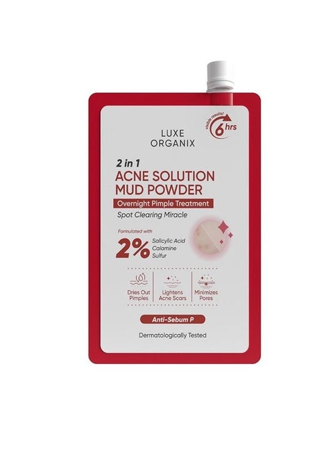 Luxe Organix 2in1 Acne Solution Mud Powder Overnight Pimple Treatment 9g