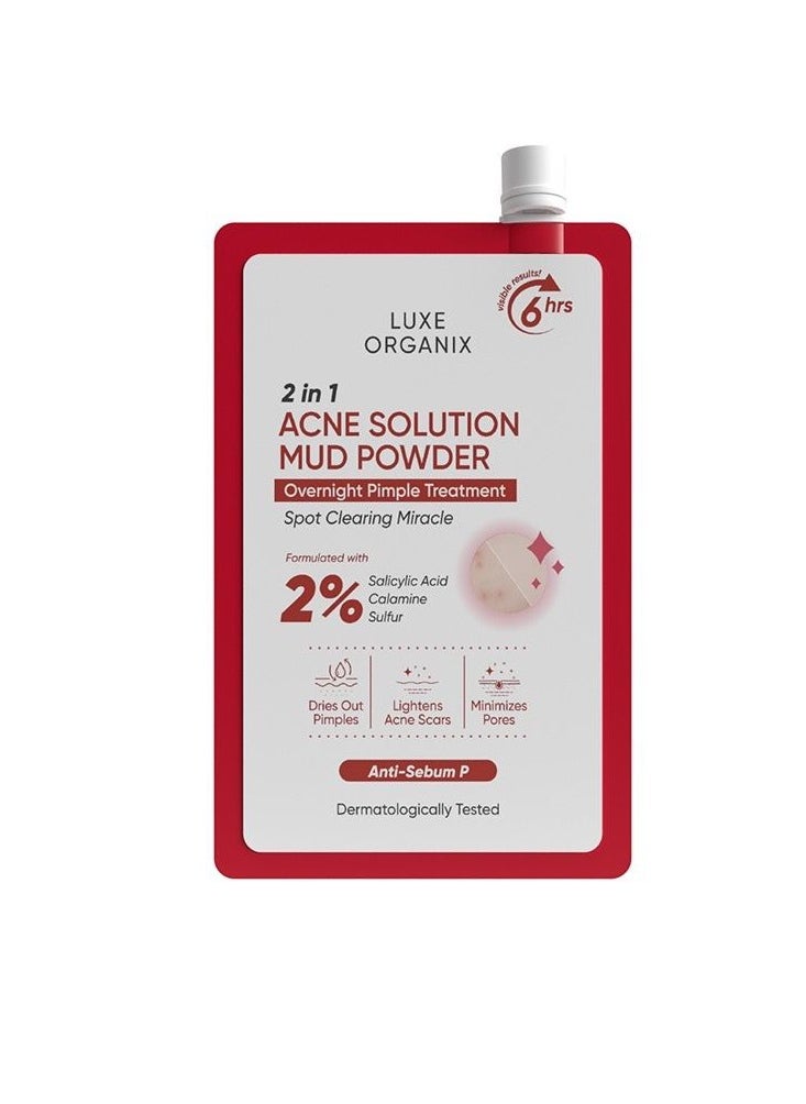 LUXE ORGANIX - Luxe Organix 2in1 Acne Solution Mud Powder Overnight Pimple Treatment 9g - Image 1