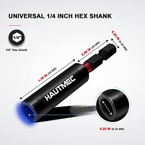HAUTMEC 1/4”Magnetic Impact Tough Bit Holder,2pcs Screwdriver Extension, Quick-Change Hex Shank Set for Screwdriver Bits Nuts Drills Maintenance and repairing HT0163-SH - Image 2