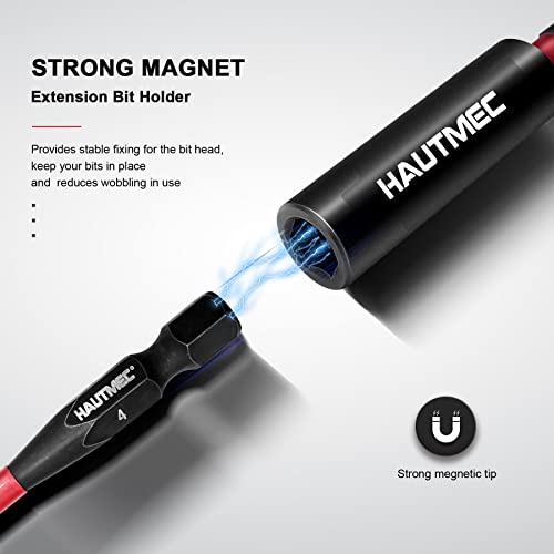 HAUTMEC 1/4”Magnetic Impact Tough Bit Holder,2pcs Screwdriver Extension, Quick-Change Hex Shank Set for Screwdriver Bits Nuts Drills Maintenance and repairing HT0163-SH - Image 4