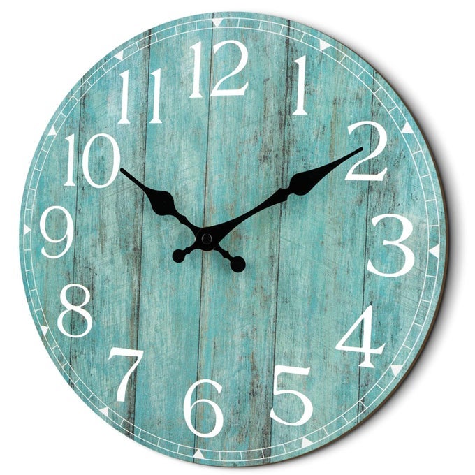 14 INCH TEAL WALL CLOCK SILENT NONTICKING BATTERY OPERATED DECORATIVE UNISEX