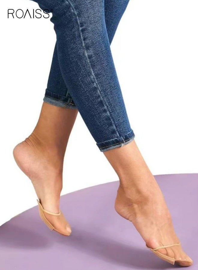 roaiss 4 Pairs Women's High-Heel Socks Invisible Seamless Mesh Toe Socks Anti-Slip, Non-Sliding Ankle Socks Suitable for Flats, High Heels, Skin-Tone - Image 3