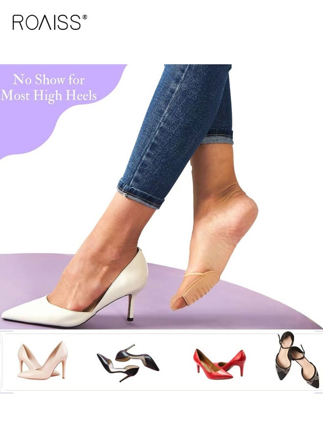 roaiss 4 Pairs Women's High-Heel Socks Invisible Seamless Mesh Toe Socks Anti-Slip, Non-Sliding Ankle Socks Suitable for Flats, High Heels, Skin-Tone - Image 2