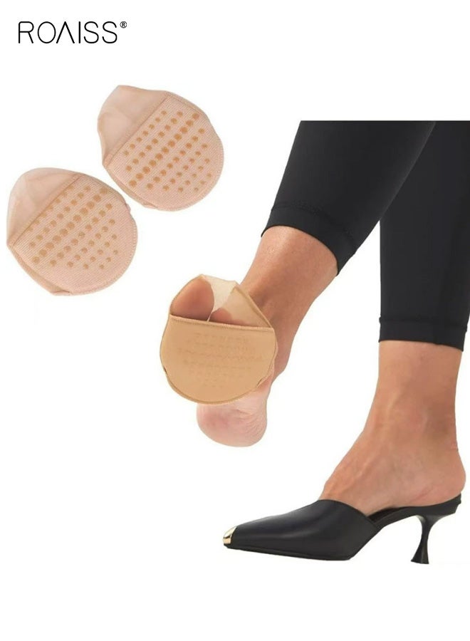 roaiss 4 Pairs Women's High-Heel Socks Invisible Seamless Mesh Toe Socks Anti-Slip, Non-Sliding Ankle Socks Suitable for Flats, High Heels, Skin-Tone - Image 1