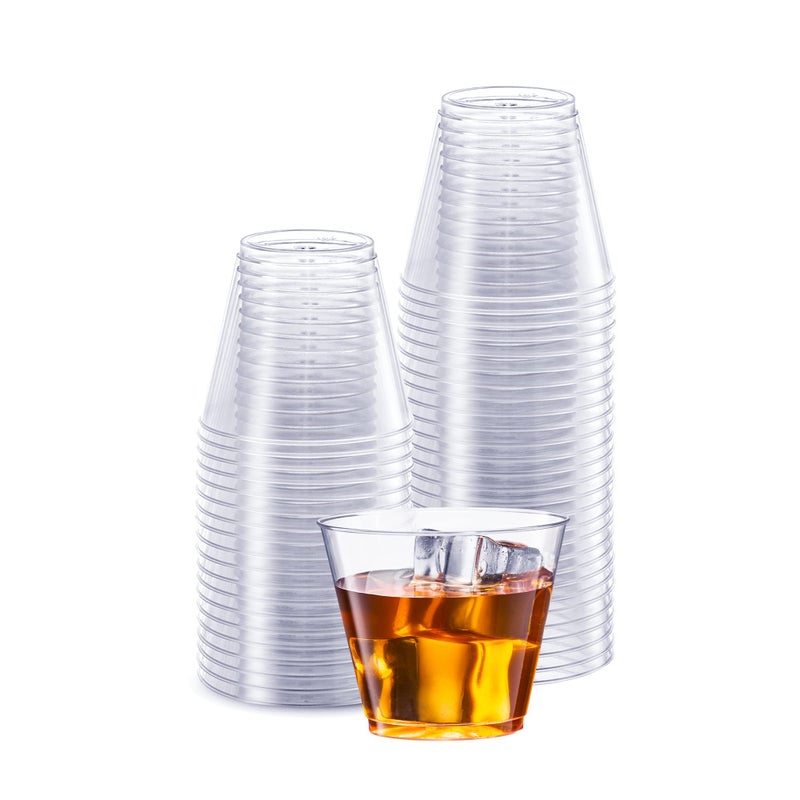 Clear Hard Plastic CupsTumblers 5 oz Squat  100 Count Small Disposable Party Cocktail Glasses