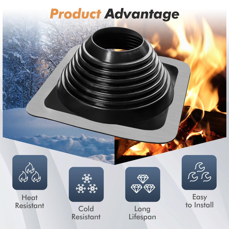 ACNOYEL #6 Epdm Metal Roof Vent Boot, Flexible Roofing Boots Fits Pipe Od 4 3/4'' to 10'', Metal Roof Jacks Flashing for Houses Includ Roofing Screws & Hex, Black/ 1 Pcs - Image 4