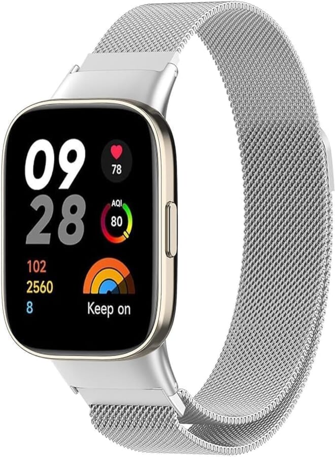 Next Next store Compatible with Xiaomi Redmi Watch 3 Stainless Steel Mesh Woven Watch Band Adjustable Strap for Women Men