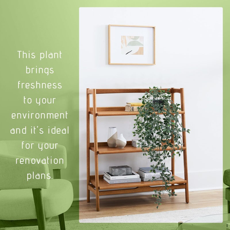 LUZOGA Fake Hanging Plant with Pot Small Artificial Potted Vine Plants 28.7-in Long Faux drooping Foliage Plants for Shelf Home Office Indoor Outdoor Garden Greenery Decor (Black Pot) - Image 3