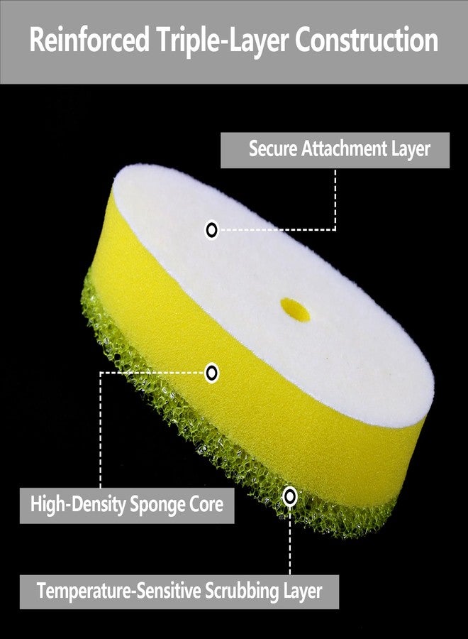 Leffis 12 Pack Dish Wand Refill Heads Compatible with Scrub Daddy, Triple-Layer Temperature-Sensitive Sponge Refills, Strong Hook & Loop, Non-Scratch Replacement Heads for Dish Daddy Handle - Image 3