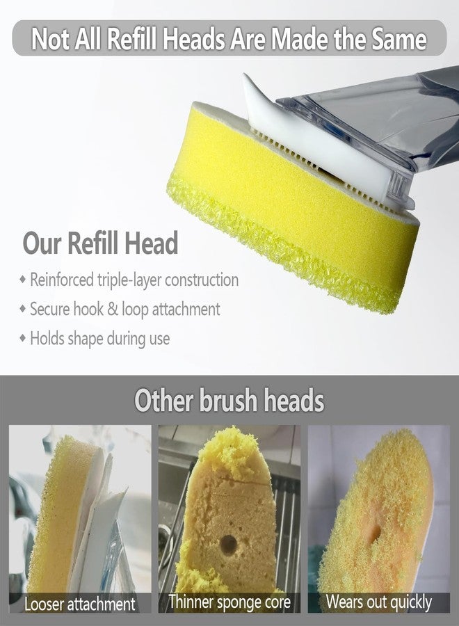 Leffis 12 Pack Dish Wand Refill Heads Compatible with Scrub Daddy, Triple-Layer Temperature-Sensitive Sponge Refills, Strong Hook & Loop, Non-Scratch Replacement Heads for Dish Daddy Handle - Image 5