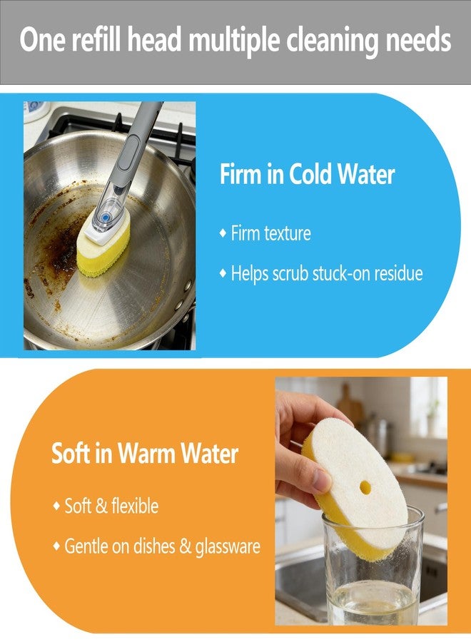 Leffis 12 Pack Dish Wand Refill Heads Compatible with Scrub Daddy, Triple-Layer Temperature-Sensitive Sponge Refills, Strong Hook & Loop, Non-Scratch Replacement Heads for Dish Daddy Handle - Image 4
