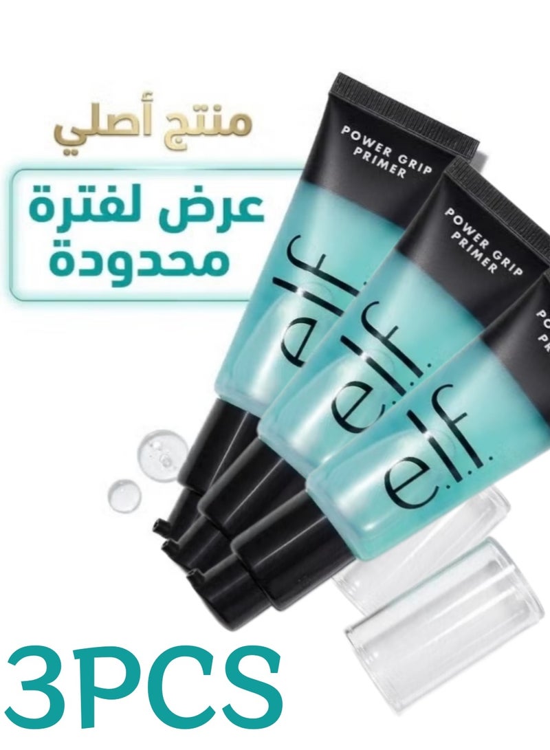 إلف 3 قطع من برايمر e.l.f. Power Grip، برايمر مرطب للوجه ذو أساس جل لتنعيم البشرة وتثبيت المكياج، يرطب البشرة ويهيئها، 0.811 أونصة سائلة (24 مل * 3) - Image 1