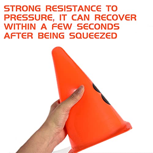 ASENVER 9 Inch Plastic Traffic Marker Cones with Numbers 8 Pack Agility Sign Cones Soccer Cones for Sport Training (Orange) - Image 5
