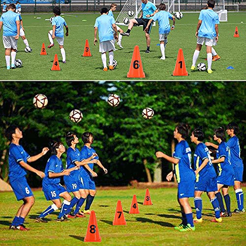 ASENVER 9 Inch Plastic Traffic Marker Cones with Numbers 8 Pack Agility Sign Cones Soccer Cones for Sport Training (Orange) - Image 2