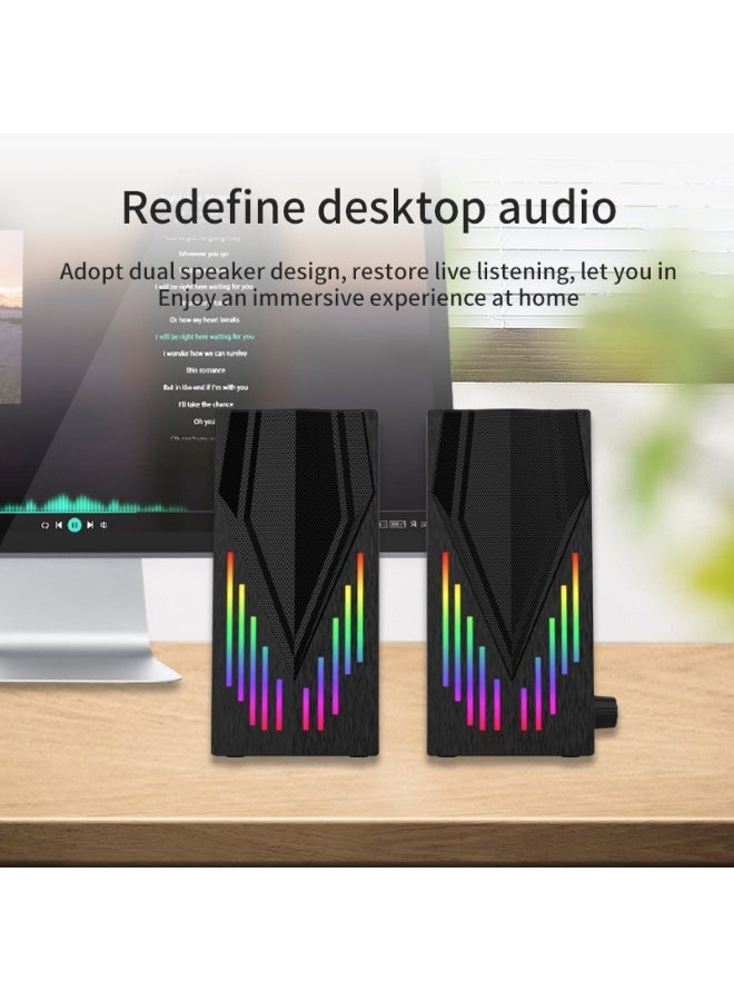 Multimedia audio desktop computer usb mini wired game luminous desktop home speaker - Image 2