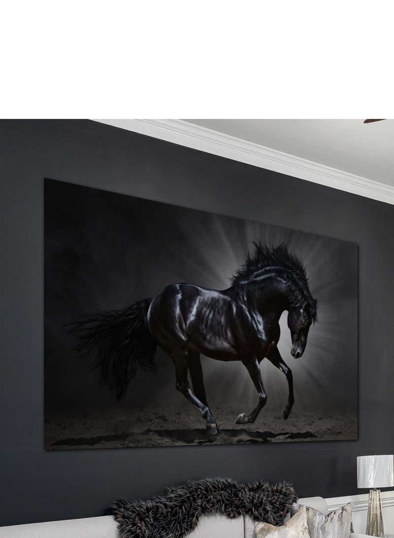 Droplyte Black Horse in the Dark Decorative Wall Art Wall Decor Card Board MDF Home Decor  For Drawing Room, Living Room, Bedroom, Kitchen or Office 60CM x 40CM - Image 2