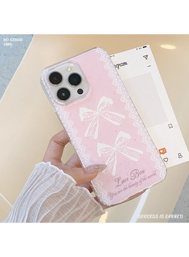 NIBEMINENT Lace Bow Protective TPU Case Cover For iPhone 16 Plus, Foundation Lace Bow - Image 3