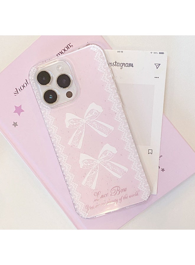 NIBEMINENT Lace Bow Protective TPU Case Cover For iPhone 16 Plus, Foundation Lace Bow - Image 1