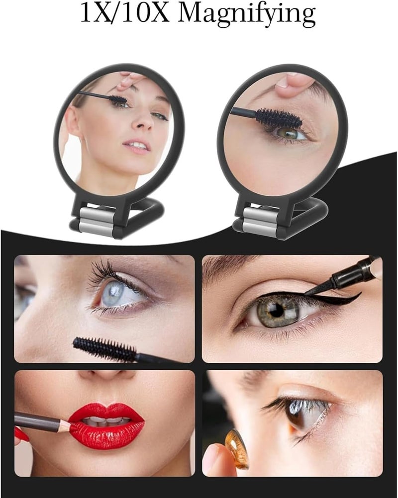 Tazweeq Handheld Mirror, 1X and 15X Double Sided Magnifying Mirror with Handle, Travel Folding Compact Mirror, Adjustable Rotation Pedestal for Makeup Desk Vanity - Image 4